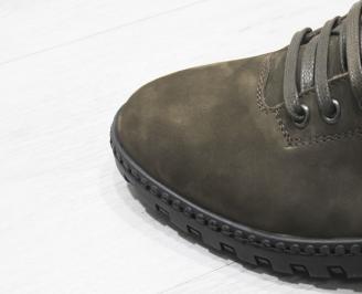 Мъжки спортно елегантни обувки естествен набук тъмно бежово IJVW-23486