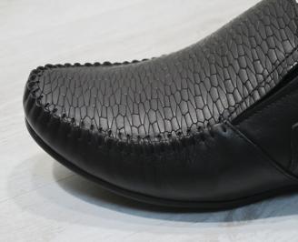 Мъжки спортно елегантни  обувки естествена кожа черни KZWW-24296