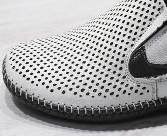 Мъжки спортно елегантни  обувки естествена кожа бели VKCE-24504