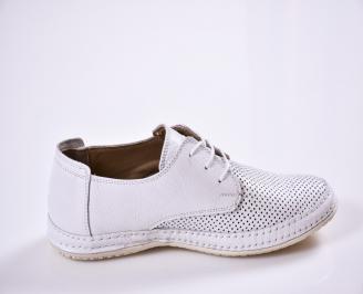 Мъжки спортно елегантни  обувки естествена кожа бели QBPR-24509