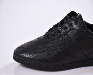 Мъжки спортно елегантни  обувки естествена кожа черни SSKL-27010