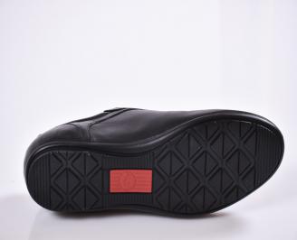 Мъжки спортно елегантни  обувки естествена кожа черни SKGT-27013