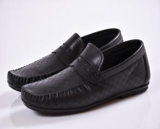 Мъжки спортно елегантни  обувки естествена кожа черни RHFW-27025