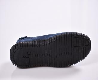 Мъжки спортно елегантни  обувки естествена кожа сини KLCF-27027