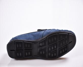 Мъжки спортно елегантни  обувки естествена кожа сини GDNG-27038