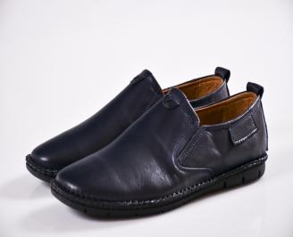 Мъжки спортно елегантни  обувки естествена кожа сини KJVD-27045
