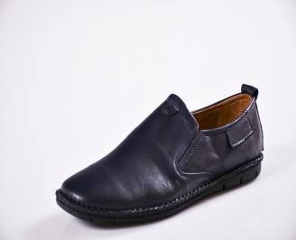 Мъжки спортно елегантни  обувки естествена кожа сини KJVD-27045