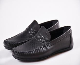 Мъжки спортно елегантни  обувки естествена кожа черни QDFK-27060