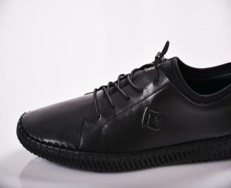 Мъжки спортно елегантни обувки естествена кожа черни GEDQ-27125
