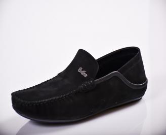 Мъжки спортно елегантни  обувки естествен велур черни FRFC-27126