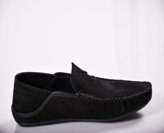 Мъжки спортно елегантни  обувки естествен велур черни FRFC-27126