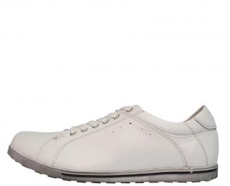 Спортни мъжки обувки от естествена кожа бели PAGX-10080